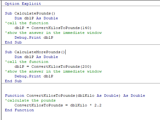 vba functions return values 1