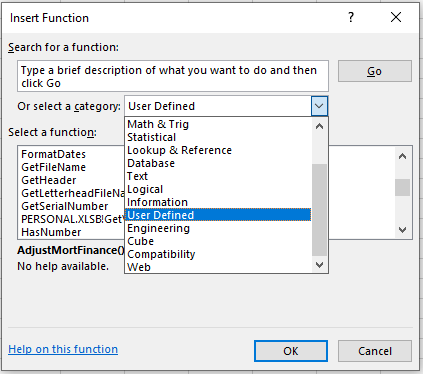 vba function udf