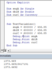 vba integer double example