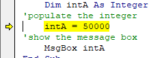 vba integer intexample overflow debug