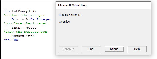 vba integer intexample overflow error