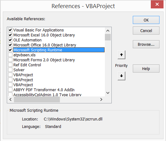 vba references window