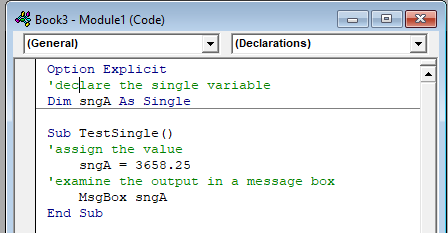 vba single declare module