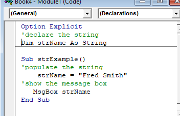 vba string module declare