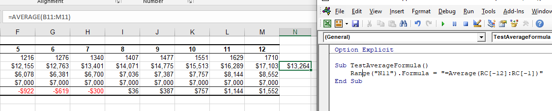 vba average formula r1c1