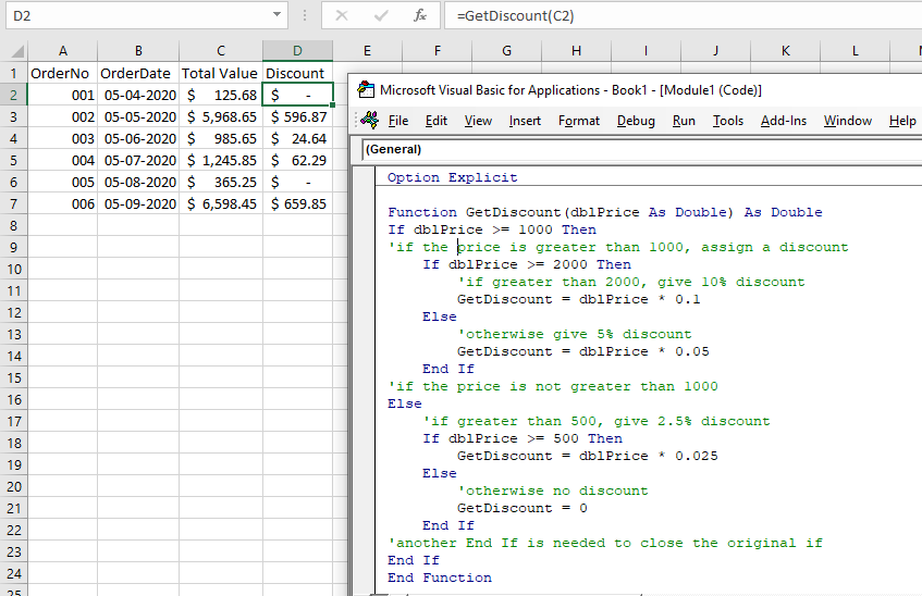 vba nested ifs example