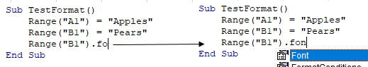 vba shortcuts force intellisense