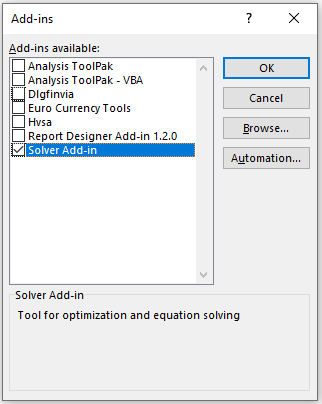 vba solver add in box