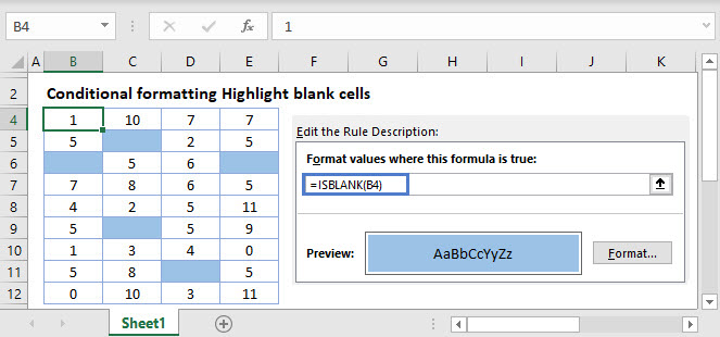 Excel Highlight Blank Cells Main