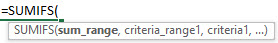 SUMIFS syntax
