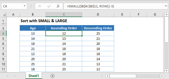 Sort with SMALL & LARGE Main