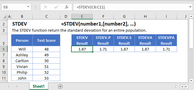 Standard Deviation Main Function