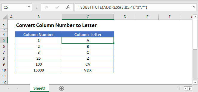 convert column number to letter Main Function