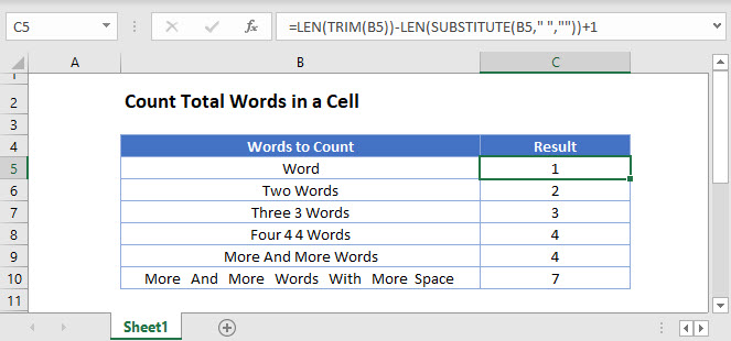 count words in cell Main Function