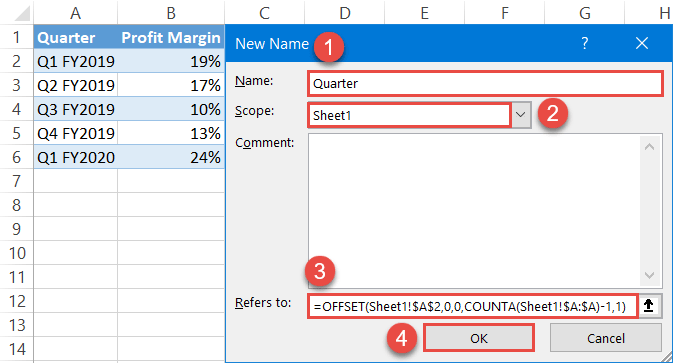 Create a dynamic named range