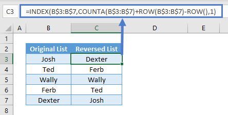 Using INDEX COUNTA ROW