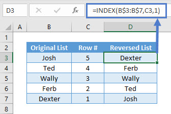 Using INDEX