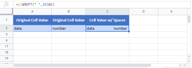 add spaces to cell Google Function