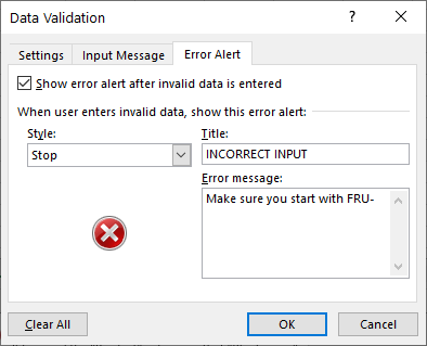 data validation dialog box - error alert