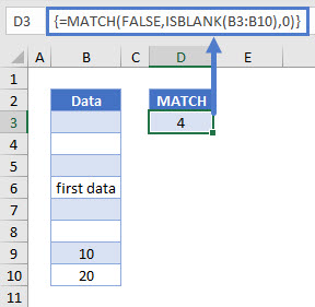 find first cell with any value Match