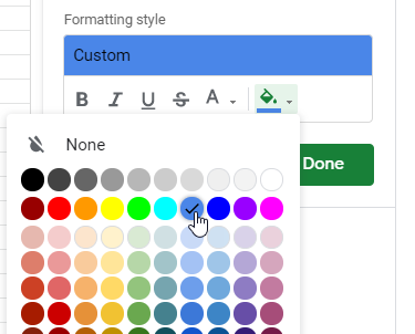 google sheets highlight every other line format