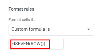 google sheets highlight every other line formula