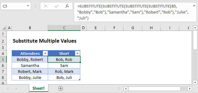 substitute multiple values