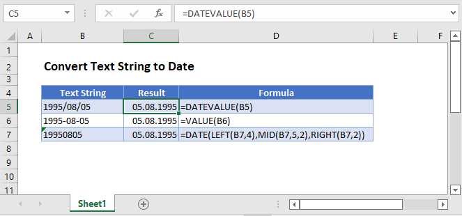 convert text to date main function