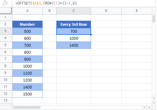 select every nth row Google Function