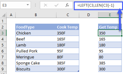 extract text left len excel