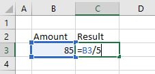 divide formula cells constant