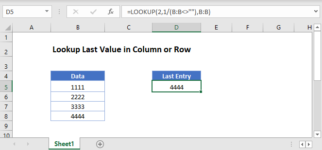 lookup last value column Main Function