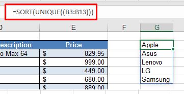 DropDownSort SortUnique