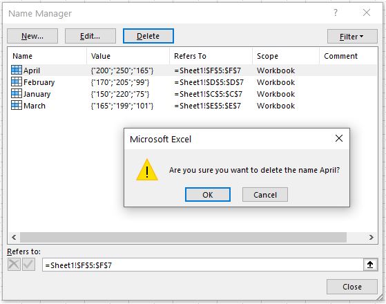 Range Names Delete