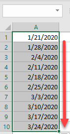 autofill date fill handle pattern 2a