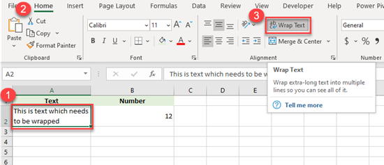 excel wrap text