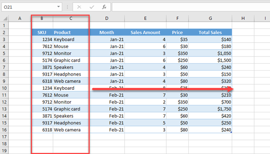 reorder columns initial data