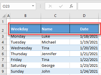 cells outline excel 2