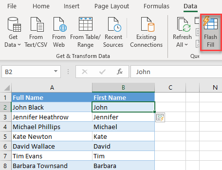 flash fill range names 2