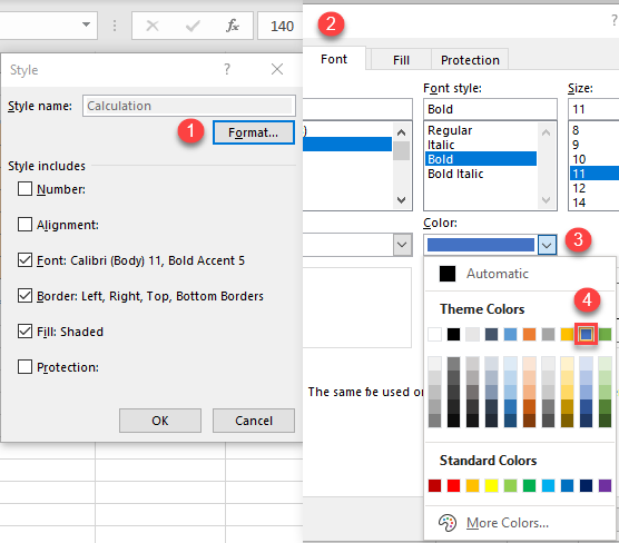 modify cell styles font color 2