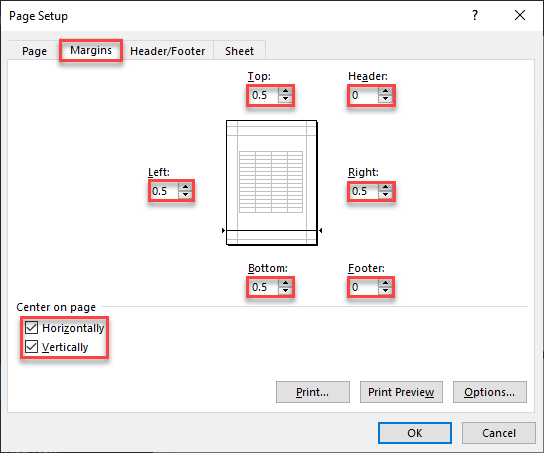 page setup margins 1