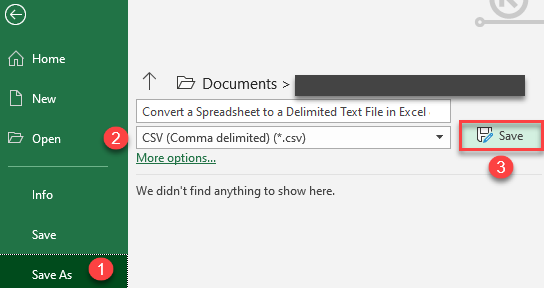 save as csv file