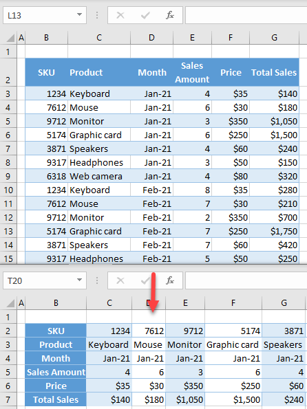 switch rows columns 2