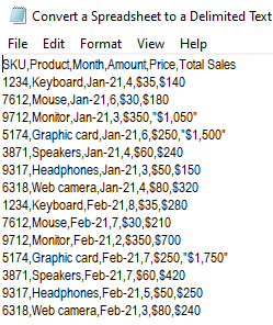 text comma delimited file