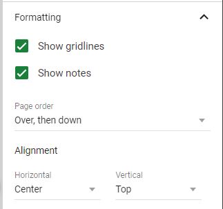 PageSetup GS Formatting