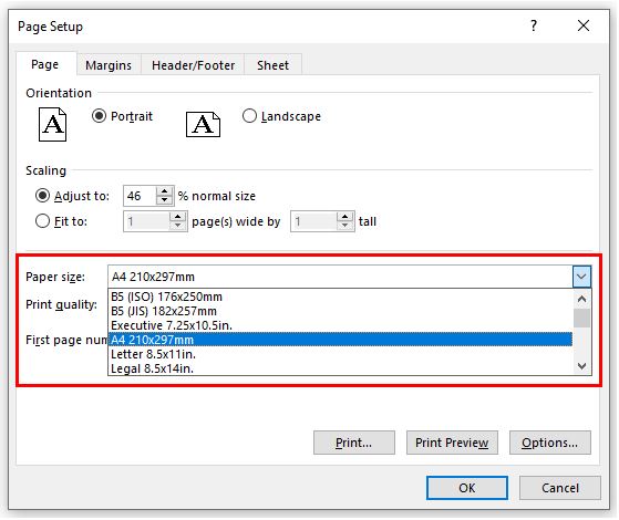 PageSetup Paper-Size