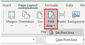 PageSetup PrintArea Ribbon