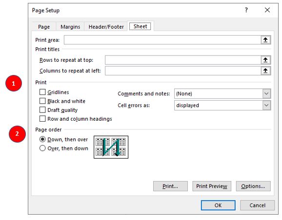 PageSetup Sheet tab