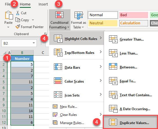 conditional formatting duplicate values