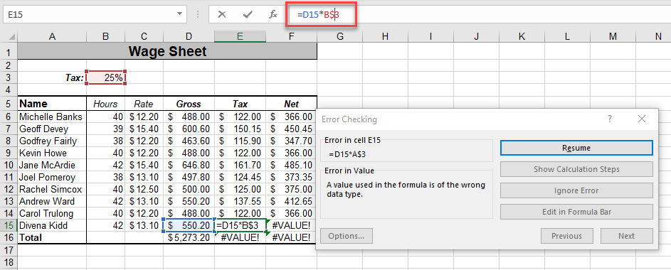 error checking edit formula